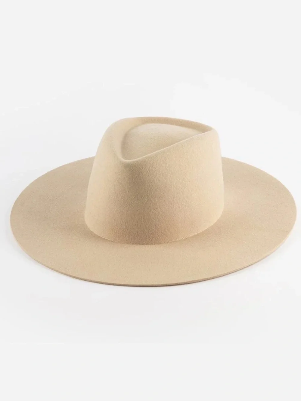 GIGI PIP Wide Brim Felt Fedora Hat in Beige
